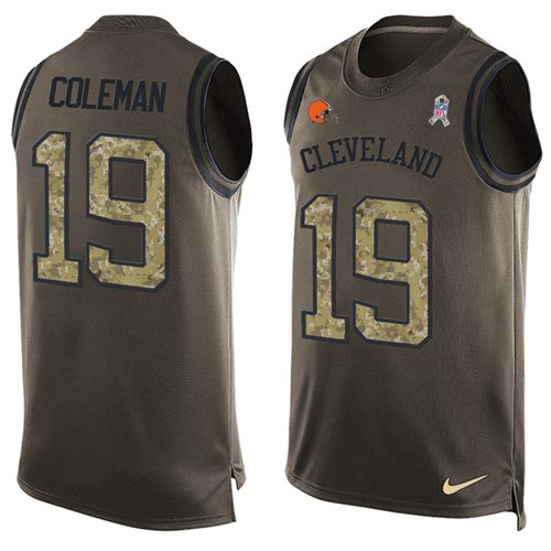 Nike Browns #19 Corey Coleman Green Men's Stitched NFL Limited Salute To Service Tank Top Jersey - Click Image to Close